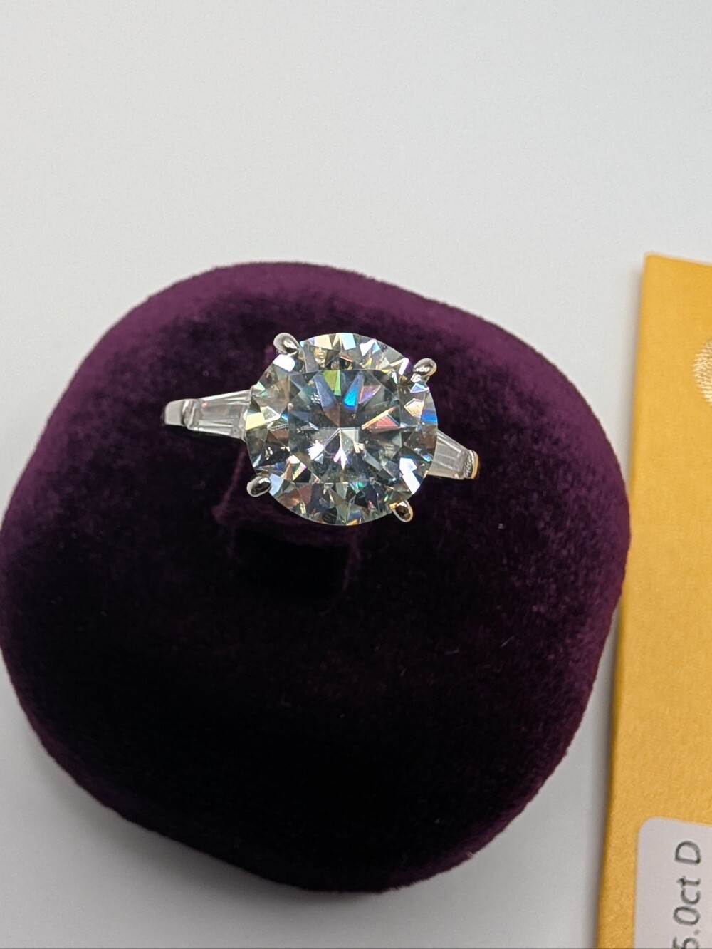 NWT 5ct D VVS1 Round Moissanite Baguette Ring 925 Sterling Silver GRA Cert